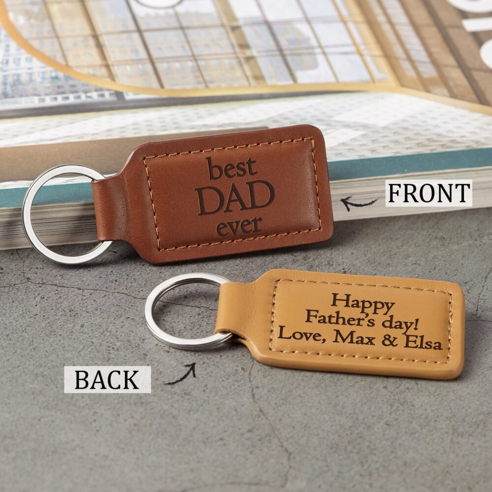 Keychain For Dad, Best Dad Ever Keychain, Father's Day Gift, Personalized Leather Gift Father, Husband