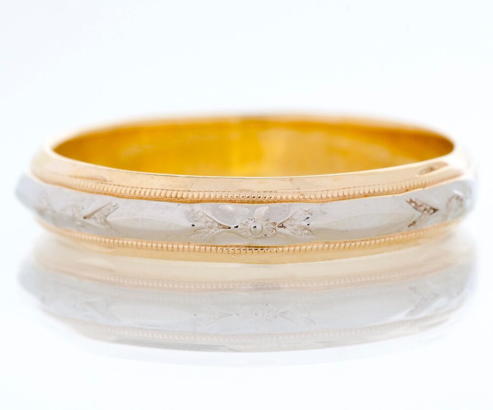 Antique Wedding Band - 14K Rose & White Gold Men's