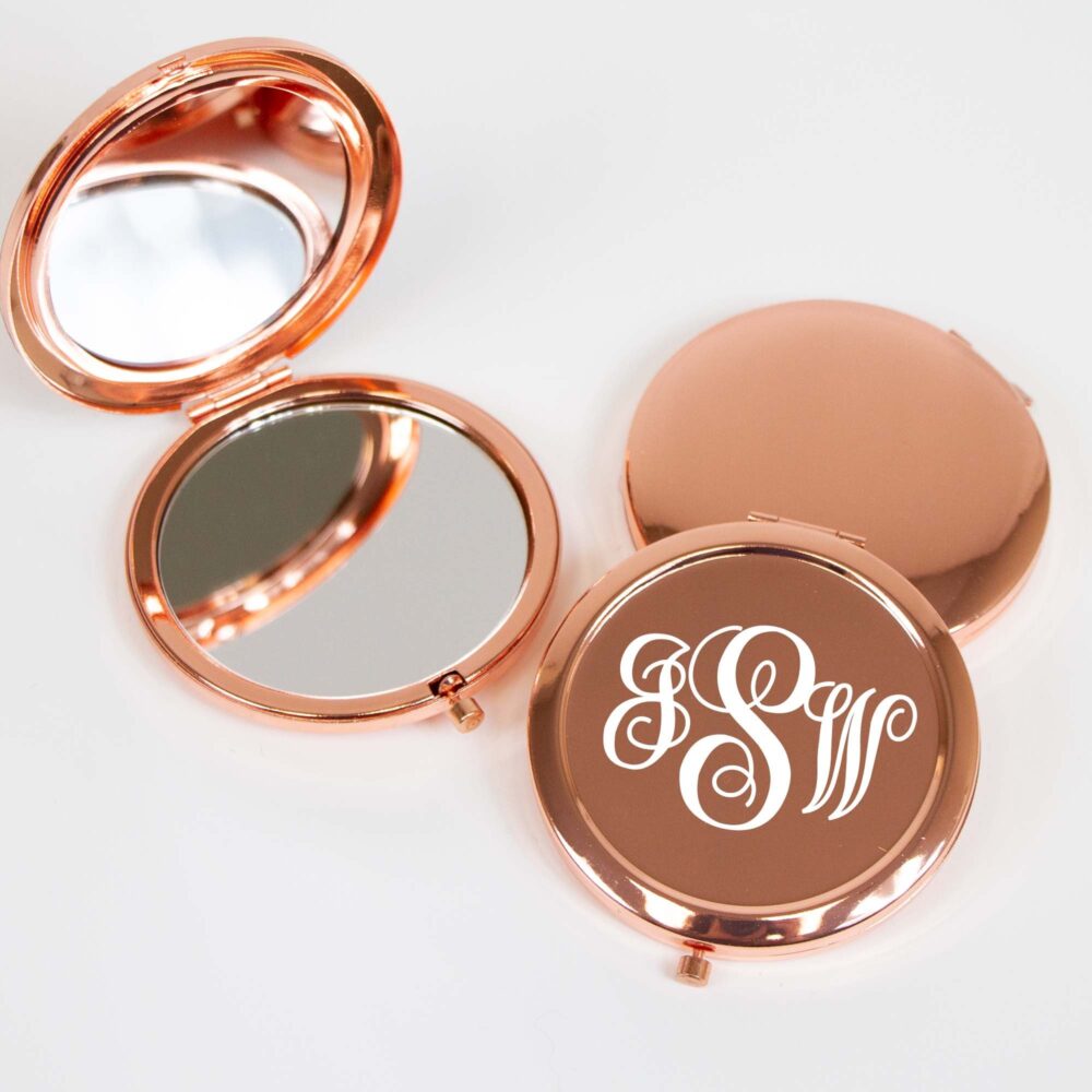 Personalized Gift For Bride, Bridal Compact Mirror, Pocket Bridesmaid Gift, Bachelorette Party Favors, Make Up Wedding