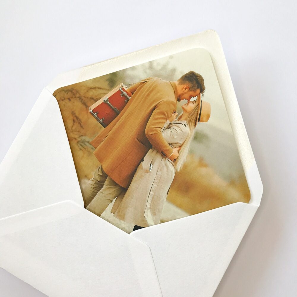 Personalized Wedding Envelope With Photo Liner. Romantic Invitation With Bride & Groom Photo. Custom Couple's
