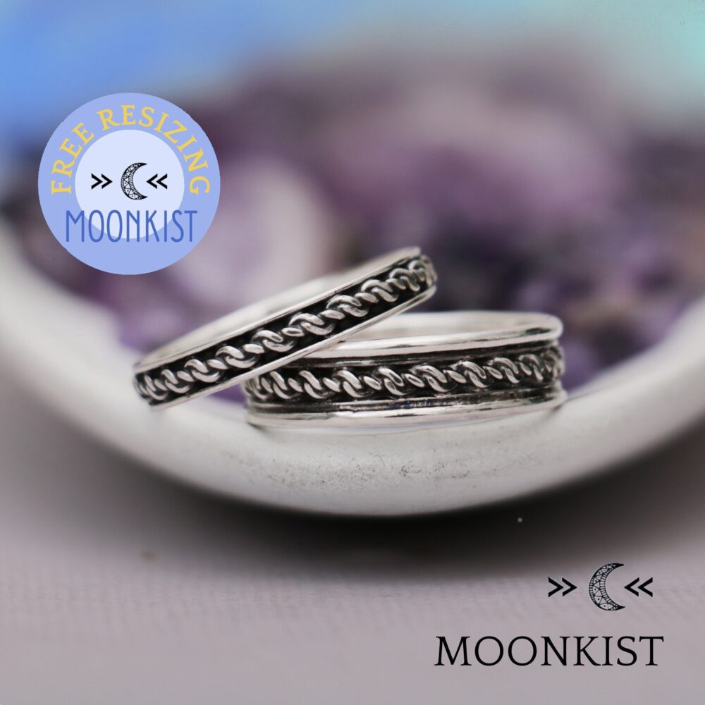 Eternal Knot Wedding Band Ring Set, Sterling Silver, Unique His & Hers Handmade Infinity Couples Set | Moonkist Designs