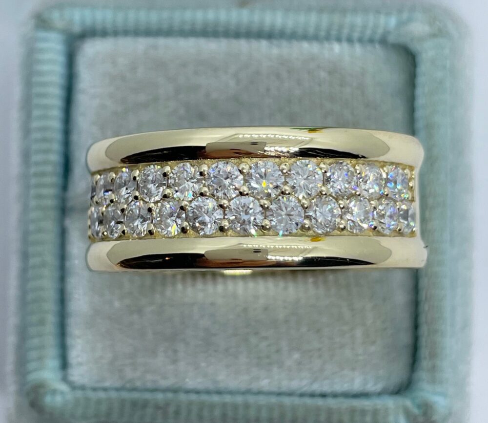 Man Diamond Ring, Men Wedding Band, 14K Yellow Gold Men's Solid Mens Ring
