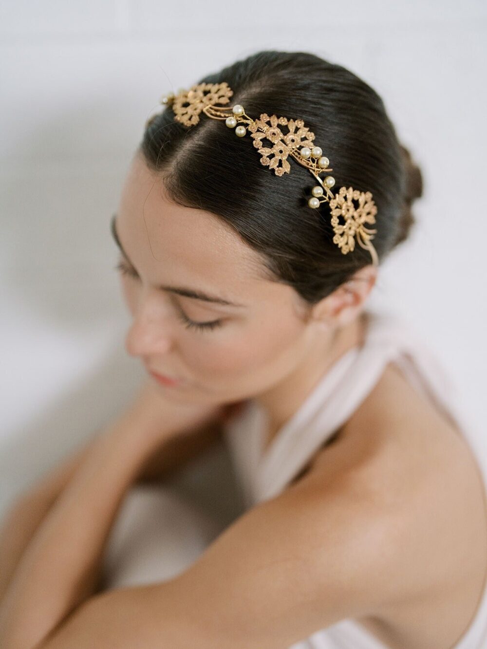 Lace Flower Crown, Hairpiece, Wedding Accessory, Bridal, Gold Head Piece, Hair Accessories, Headband, Boho Wedding, Queen Annes Lace