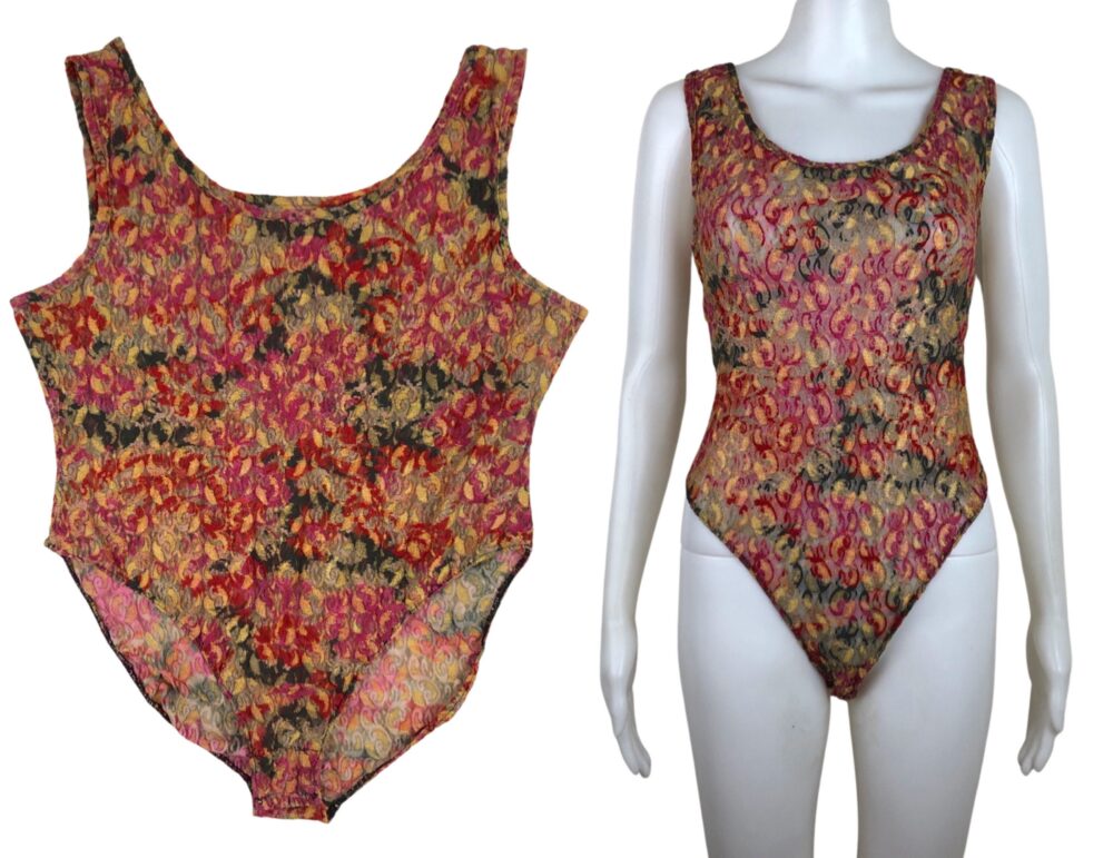 Vintage Stretch Lace Bodysuit | 90S Victorias Secret Sheer Womens Size Large