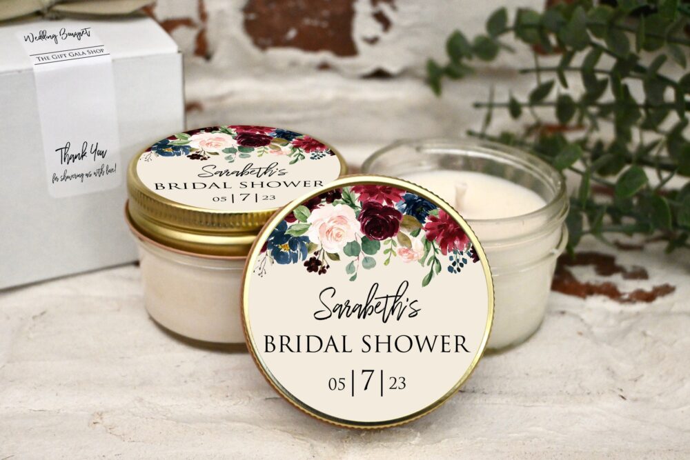 Burgundy & Navy Bridal Shower Favors, Formal Wedding Set Of 6 Candles, Spring Shower, Bulk Candle Favors
