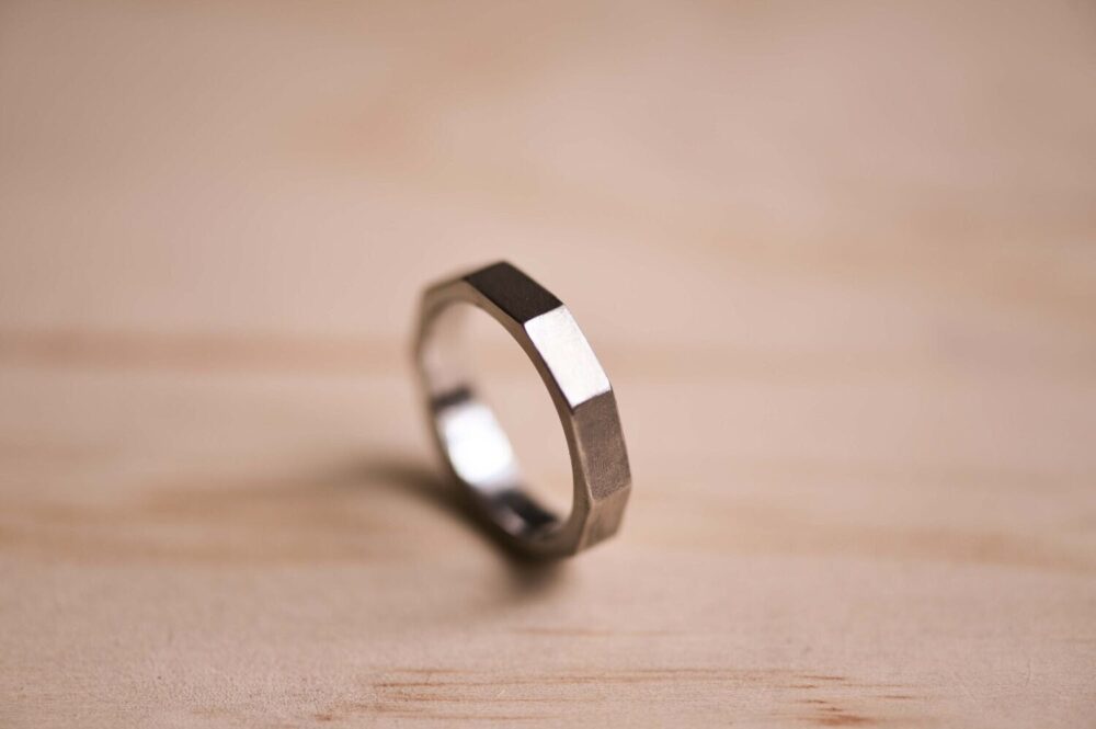 Brushed Decagon Marine Grade 316 Stainless Steel Ring - Wedding Band