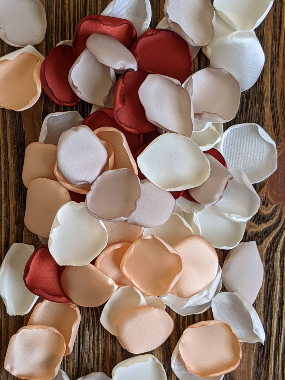 Rust & Peach Rose Petals For Fall Rustic Wedding Decor, Flower Girl Accessories Ideas, Flowers To Toss Tray Or Lantern Centerpieces