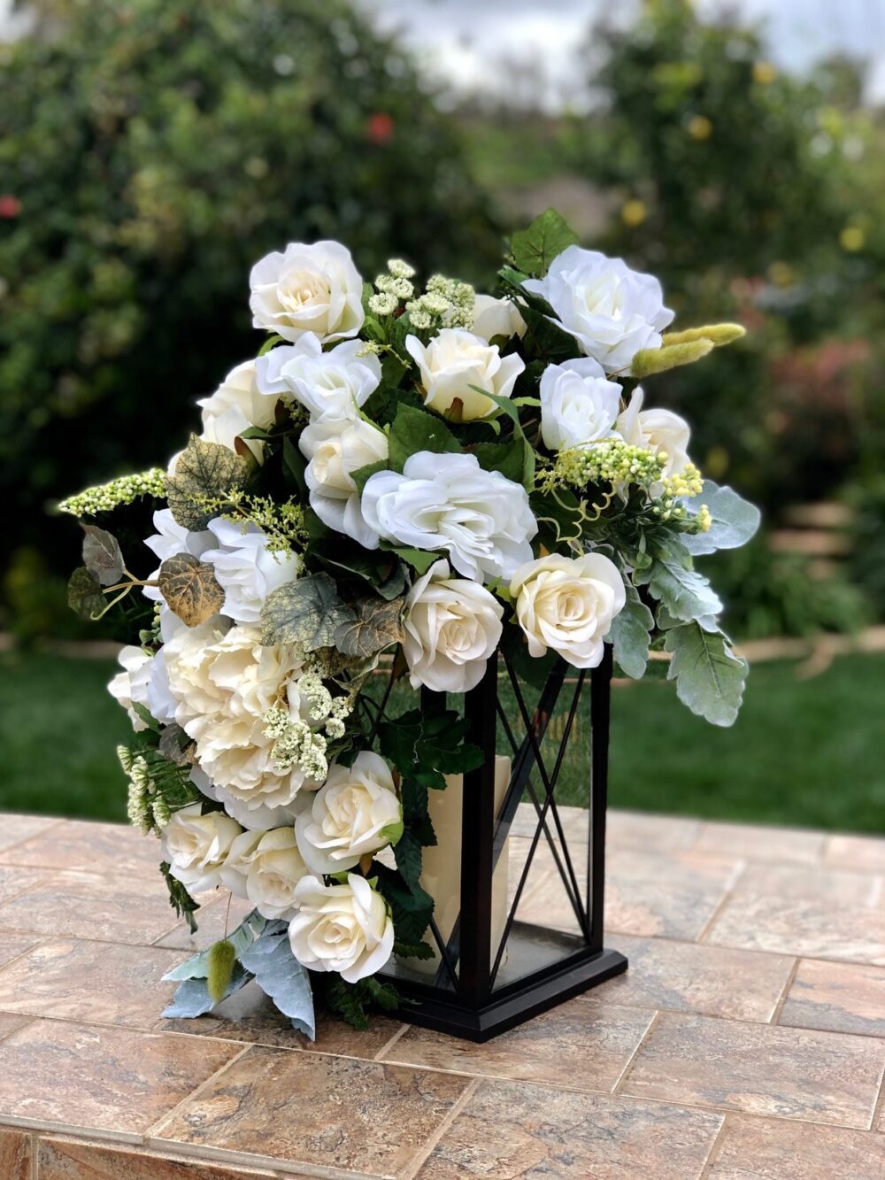 Wedding Reception Lantern Decor, Swag, Floral Swags, Flower, Ceremony Pew Aisle Swags