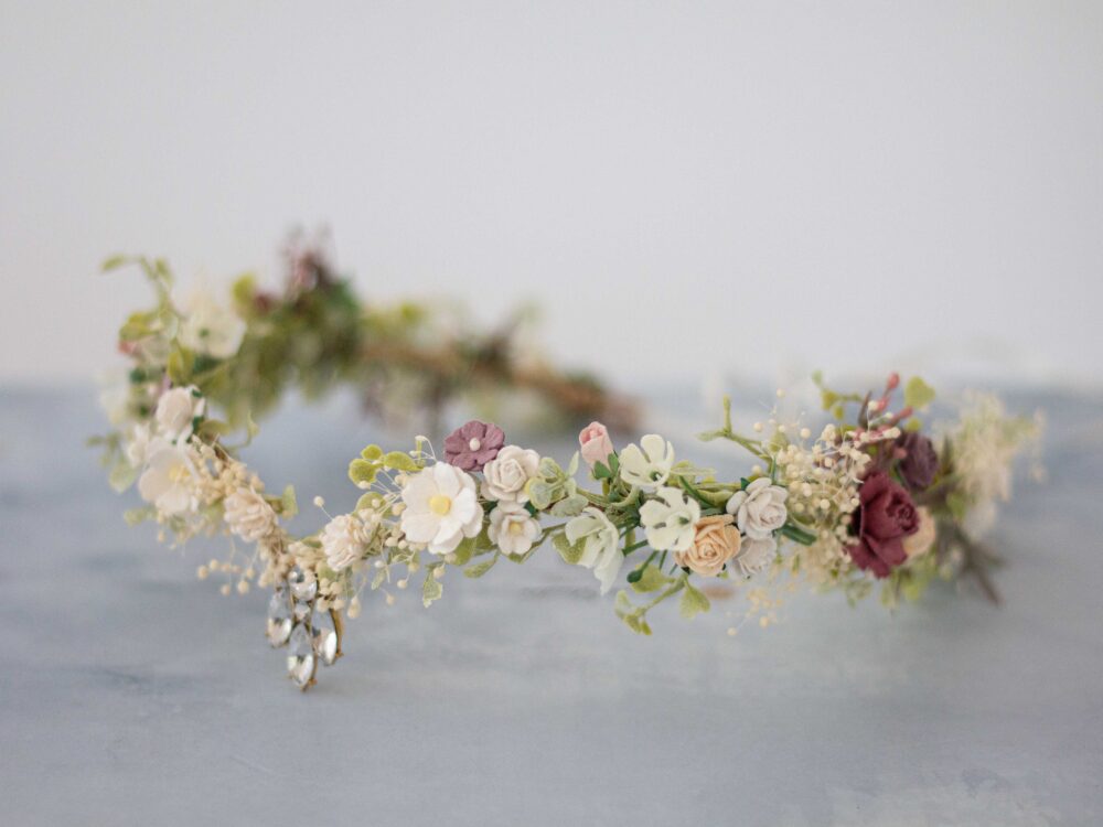 Elven Crown Wedding, Fairy Tiara, Elf Queen Floral Flower Headband, Elven Circlet, Headpiece, Bridal Headpiece With Crystal