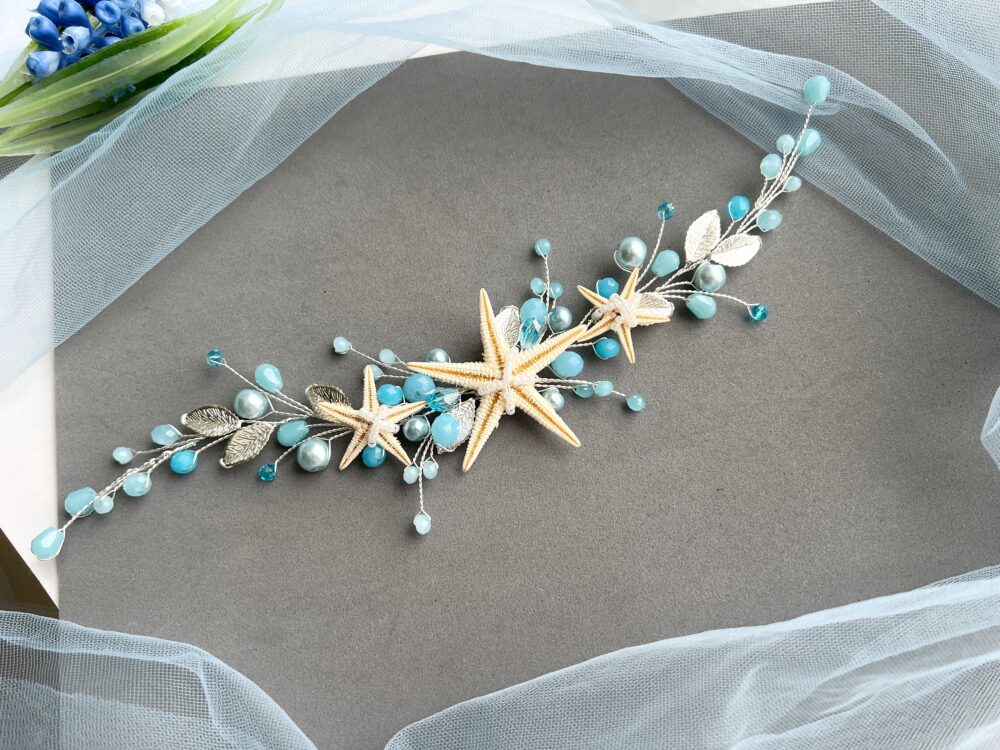 Beach Headpiece Beach Wedding Hair Accessories Seashell Crown Headband Bridal Piece For Starfish