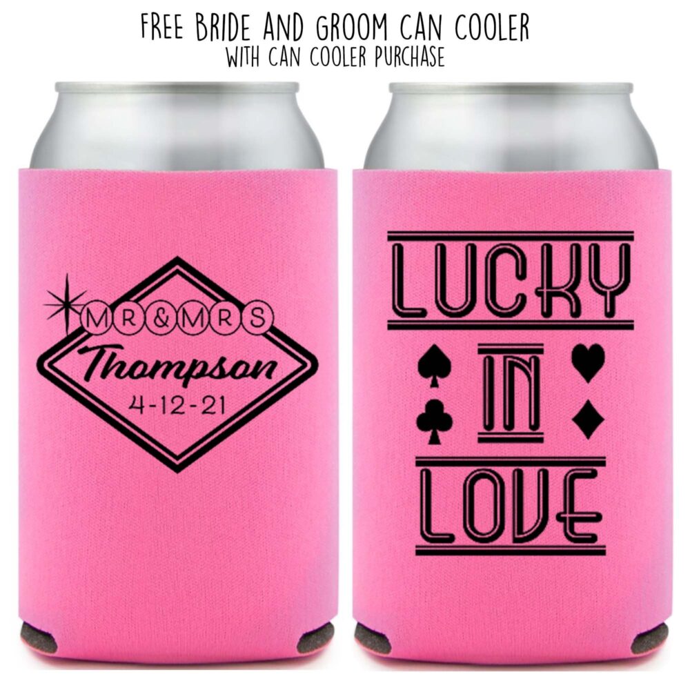 Custom Las Vegas Wedding Can Coolers Cooler Beer Holder Casino Theme Favor Elopement Destination