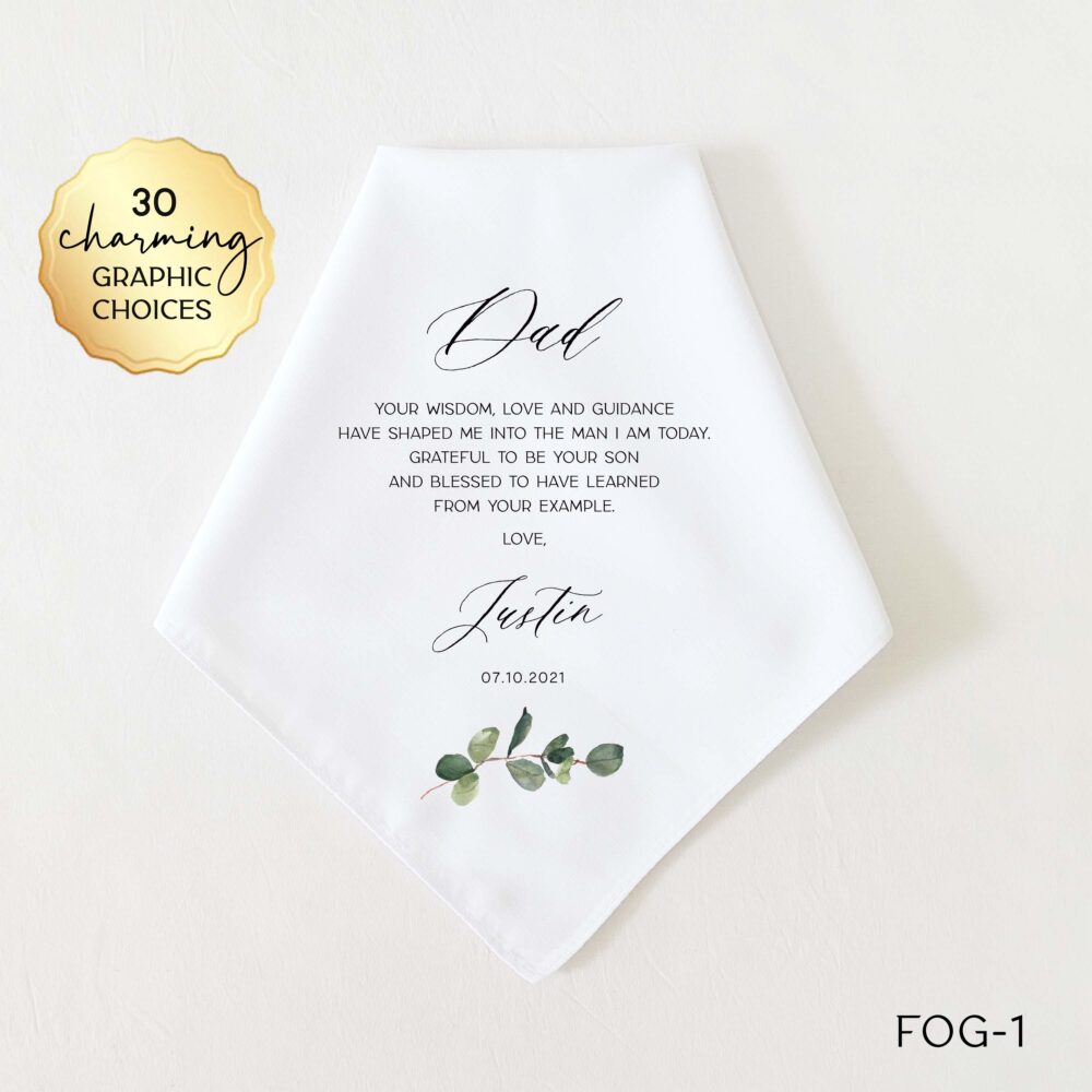 Father Of The Groom Gift, Personalized Wedding Handkerchief For Father Groom, Gift Dad From Son, Groom