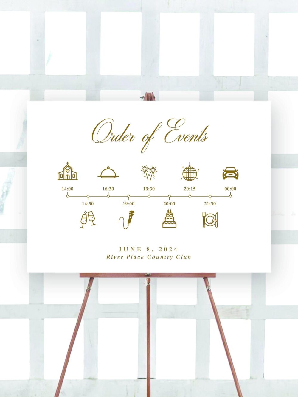 Modern Wedding Order Of Events Timeline Sign, Elegant Itinerary Printable Sign
