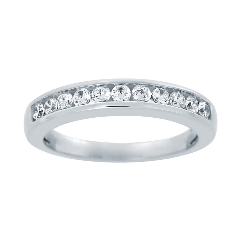 Alessandra Bettini® Diamond Wedding Band, 1/2 Cttw Round Cut Natural Women's Band/Ring, Half Eternity 10K White Gold