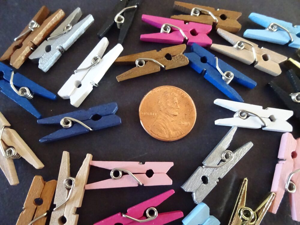 1 Inch Mini Wooden Clothespins, Dyed Mixed Colors, Diy Crafts, Use For Gift Wrap, Scrap Books, Party Decor, Baby Showers & More