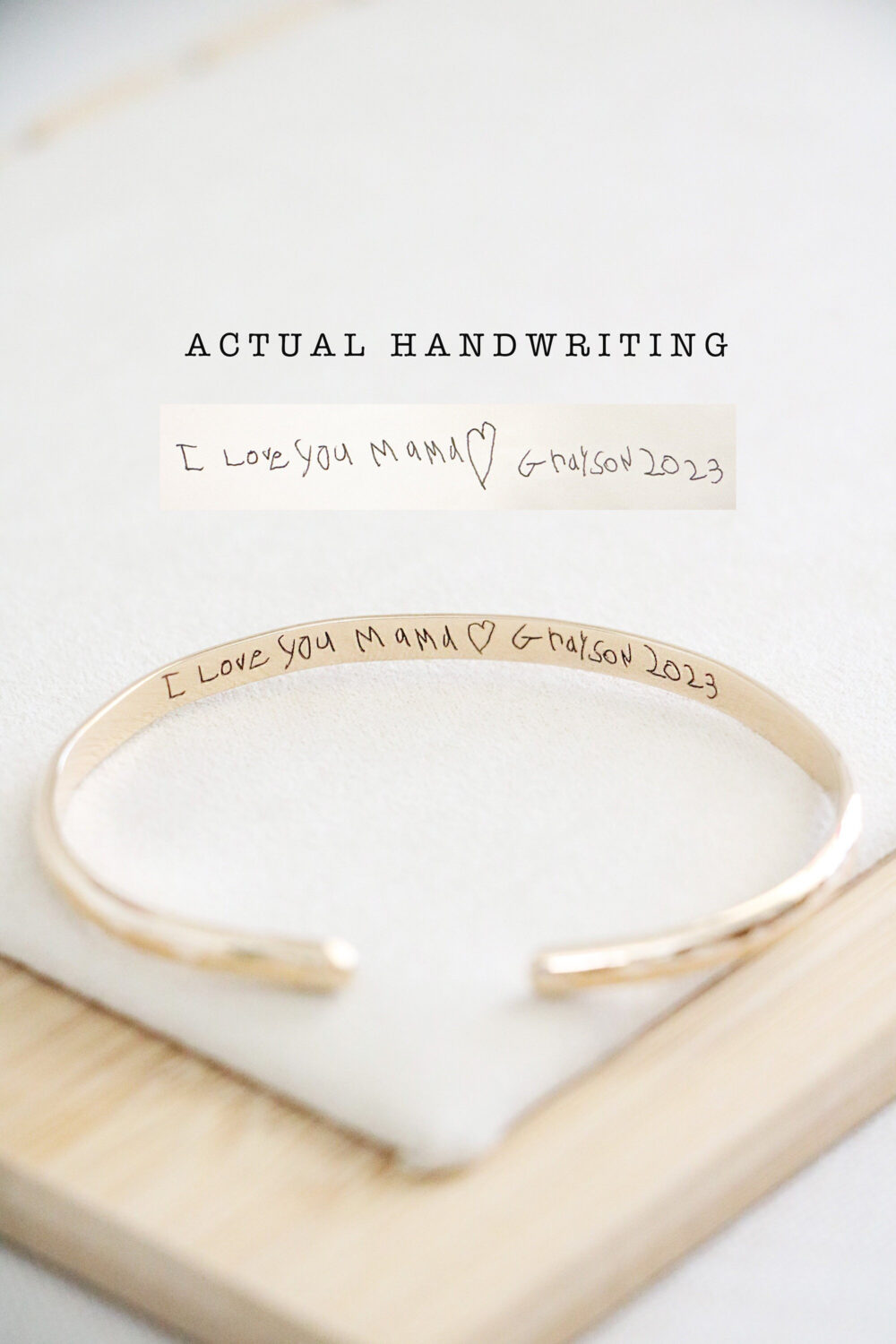 Handwriting Cuff Bracelet - Personalized Mother Of The Bride Gift Secret Message Remembrance Tarnish Resistant Waterproof