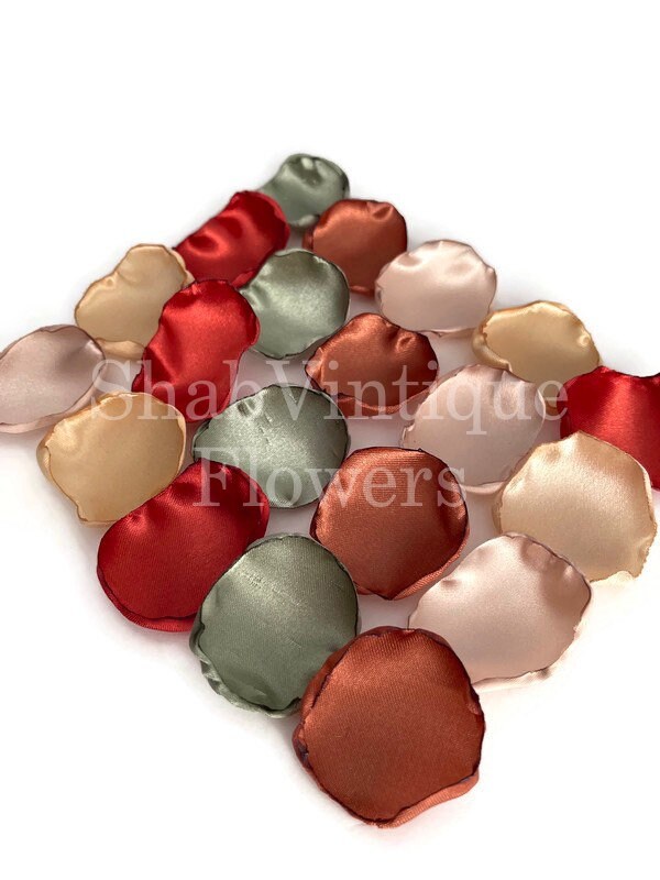 Wedding Decor, Terracotta, Rust, Sage, Light Gold, Champagne Petals, Fall Wedding Decor, Flower Girl Petals