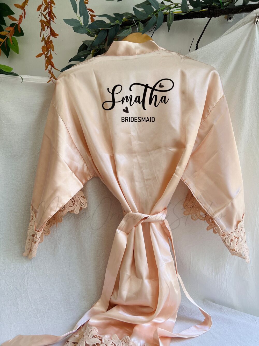 Wedding Bridesmaid Robe, Personalized Robe With Lace, Bride Team Robes, Bridal Party Favors