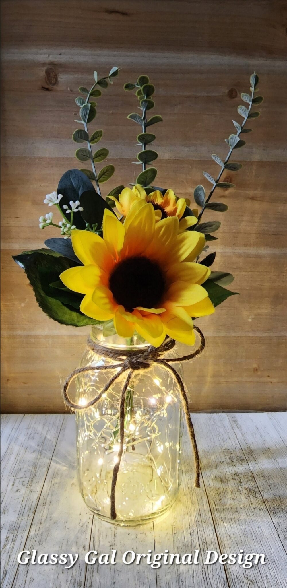 Sunflower Lighted Mason Jar Centerpiece, Wedding Event Decor, Farmhouse Wedding, Shower Decorations