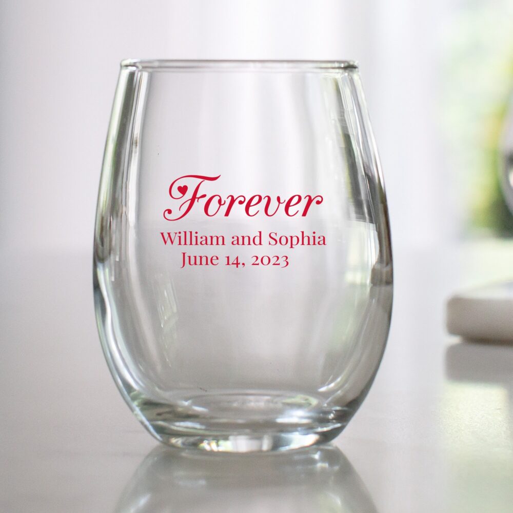 Printed Custom Wedding Stemless Wine Glasses - 70 Designs To Choose From Creative Favor Guest Bar Cute