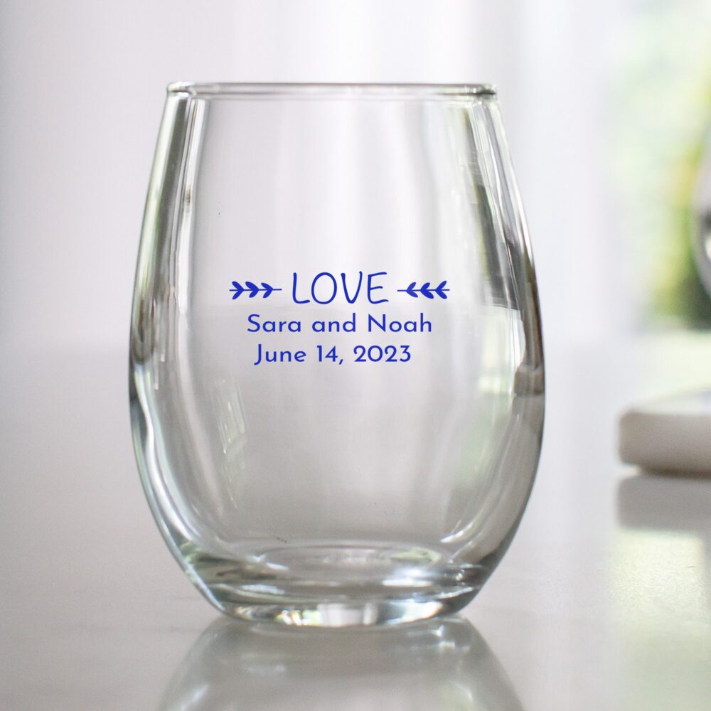 Printed Custom Wedding Stemless Wine Glasses - 70 Designs To Choose From Creative Favor Guest Bar Cute