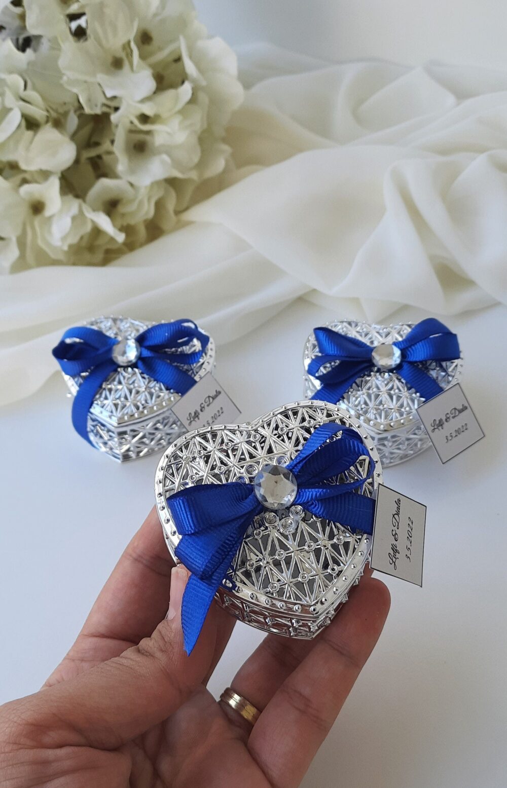 Royal Blue Wedding Favors Boxes, Heart Ring Box, Henna Boxes, Sweet 15, Engagement Favors, Personalized Baptism For Guests, Gifts