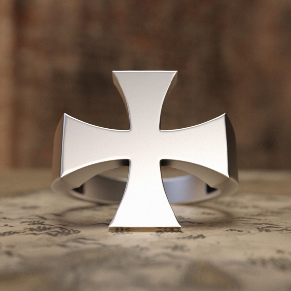 Cross Handmade Sterling Silver Men Band Ring, Christian Wedding Band, Ornament Ring