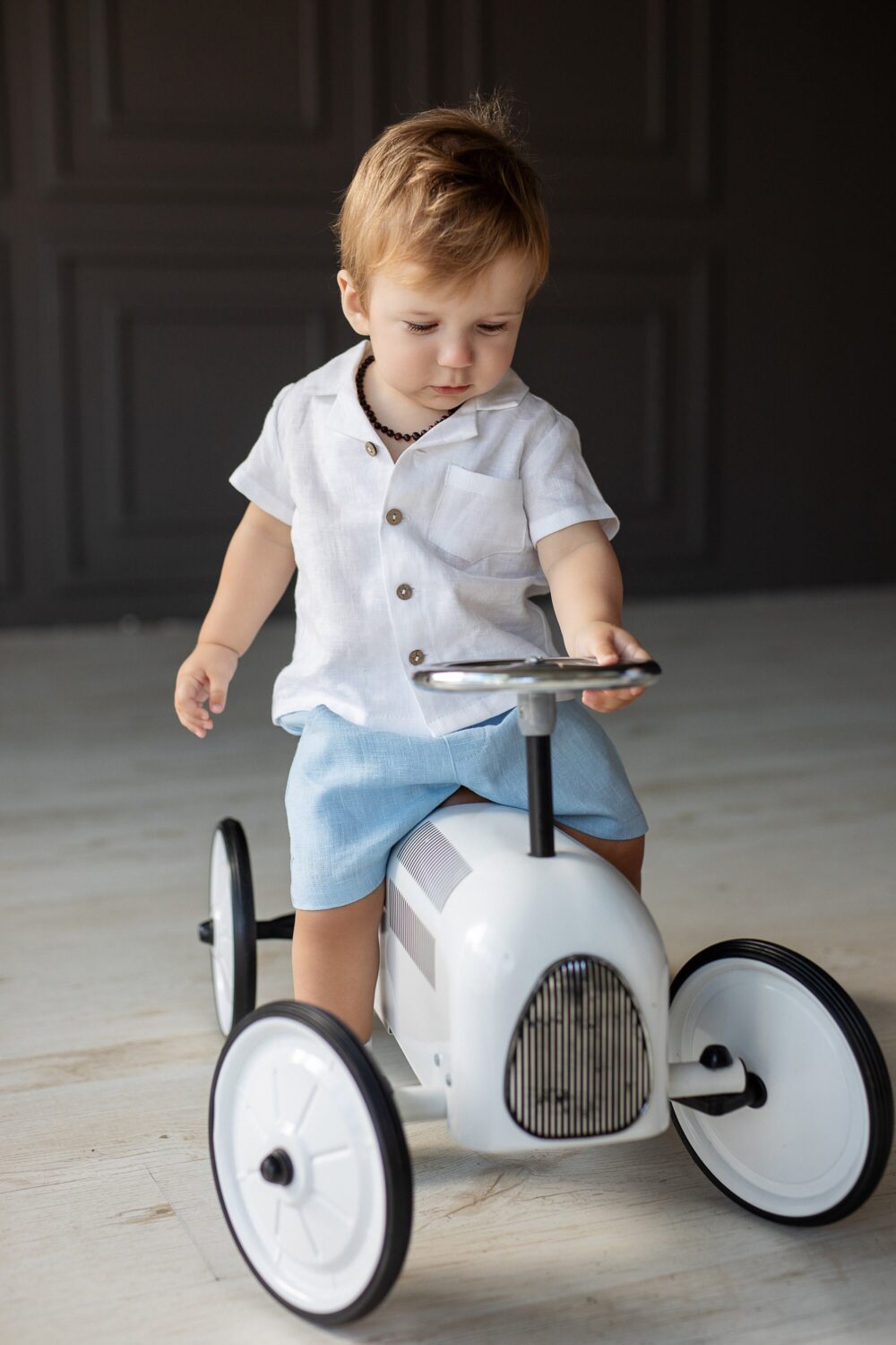 Boys Baptism Outfit - Linen Ring Bearer Suit, Christening Shorts Set, Toddler Wedding Attire, Handmade Formal | 32 Colors
