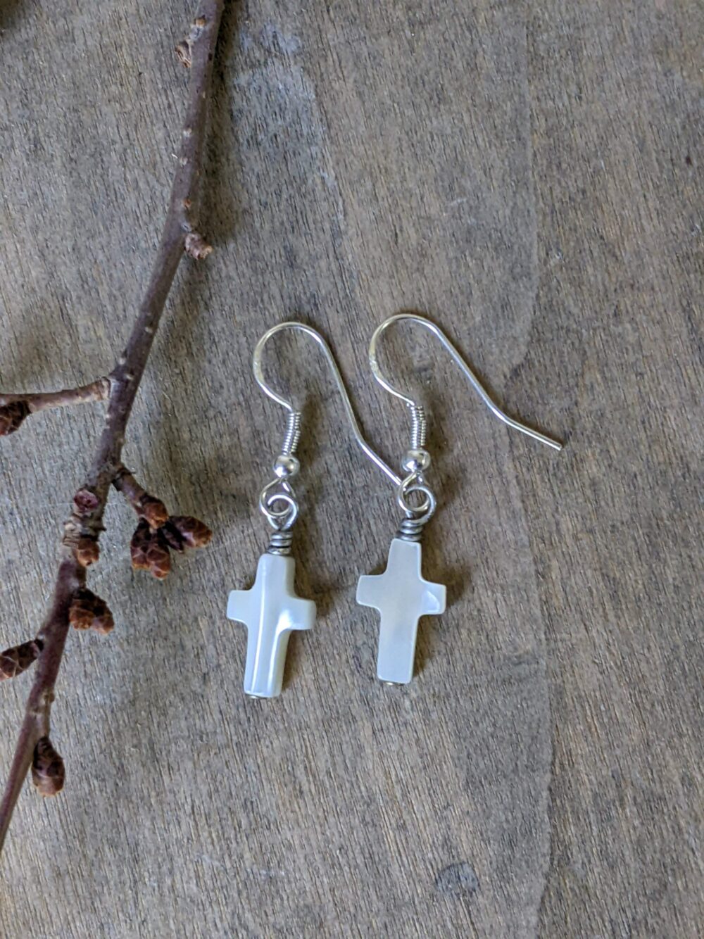 Cross Earrings Simple Christian Jewelry Mother Of Pearl Bridal Wedding Bridesmaid Statement Faith