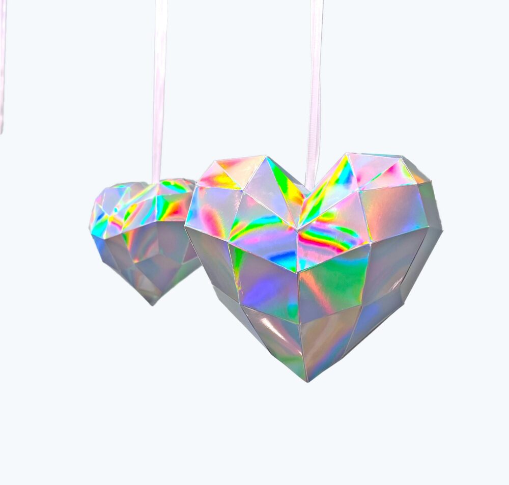 3D Holographic Heart Decor/Valentine Garland & Hanging Decorations/Lovecore/Engagement Party Decor/Bridal Shower Decor