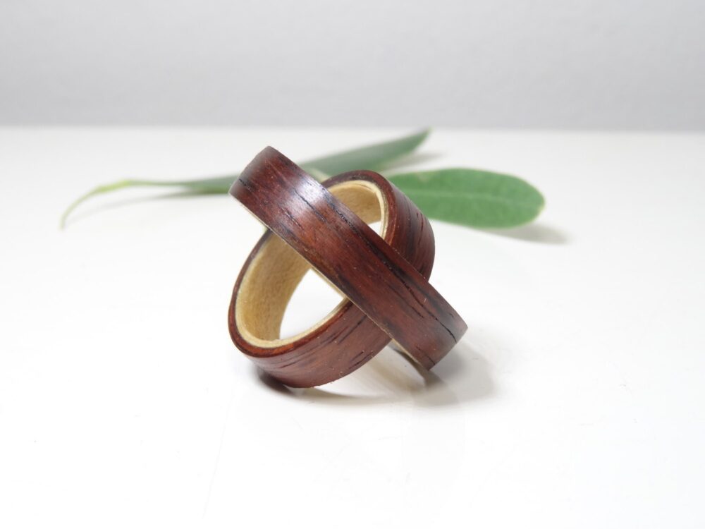 Wooden Engagement Rings Set Mapple & Rosewood // Originals Wedding Rings Unique Wedding Band Wooden Ring Set