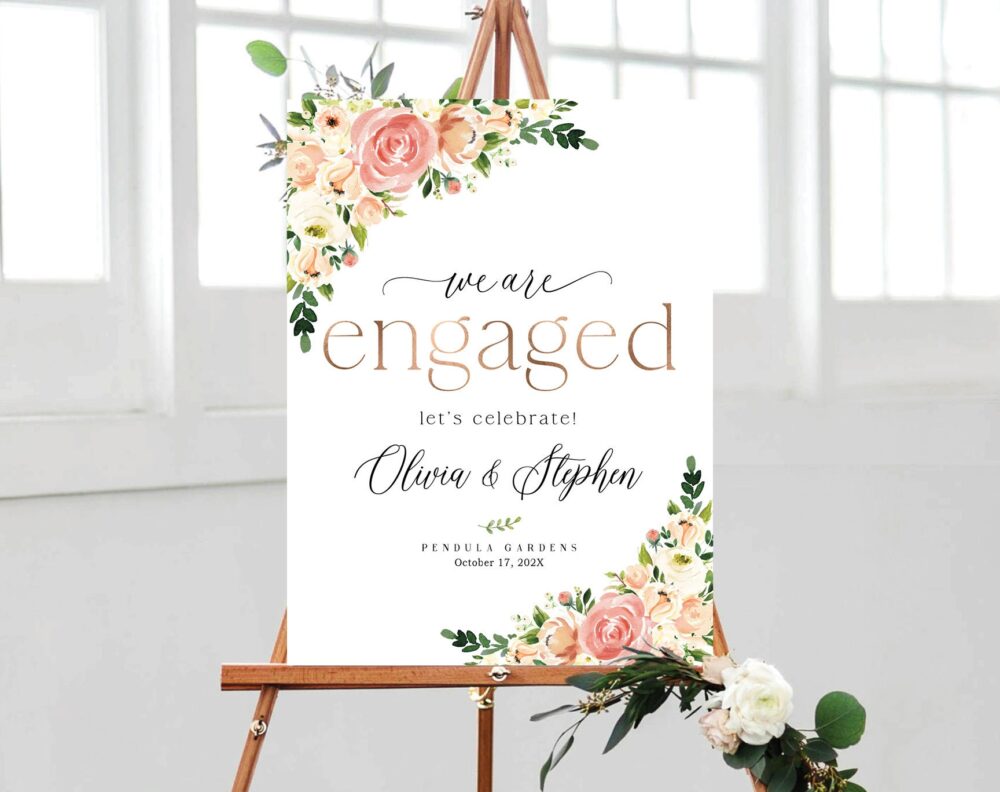 Engagement Party Decorations, Sign, Welcome Engagemehnt Sign, Peach Party Coral Orange Decor
