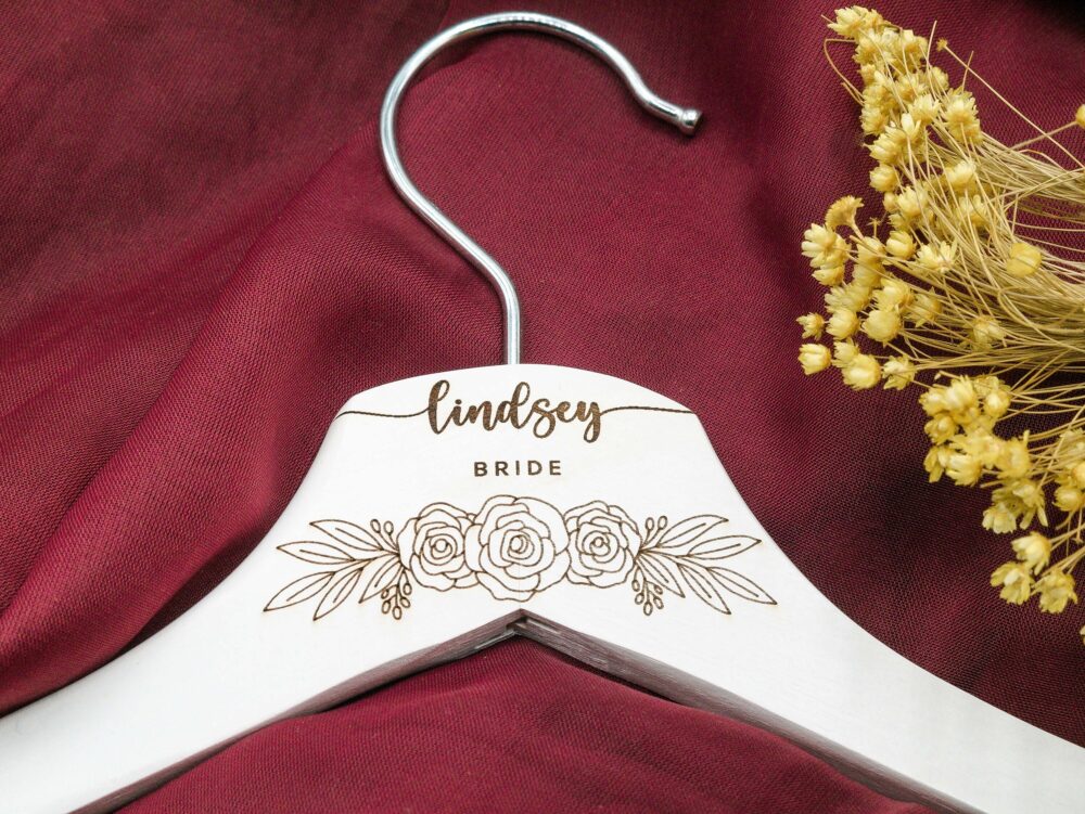 White Wedding Hangers For Dress | Bridesmaids Personalized Hanger Bridal Party Gift