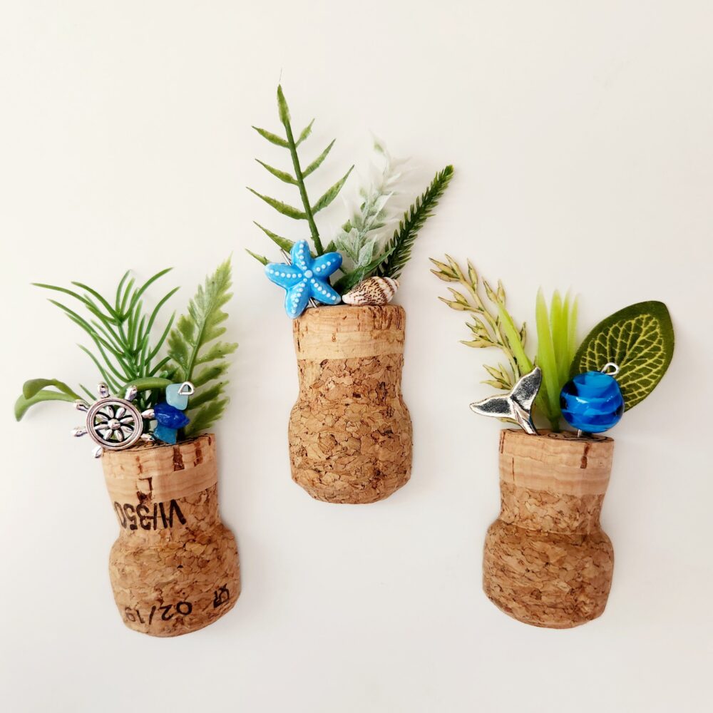 Cute Nautical Fridge Magnets, Set Of 3 Champagne Corks, Fun Cubicle, Dorm, Locker, White Board Gift For Someone Who Loves The Beach