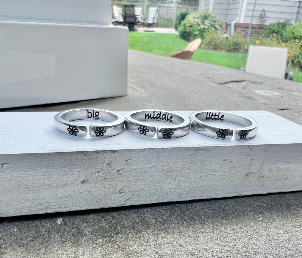 Big Middle Little Sister Rings, Three Rings For Sisters, Matching Sisters