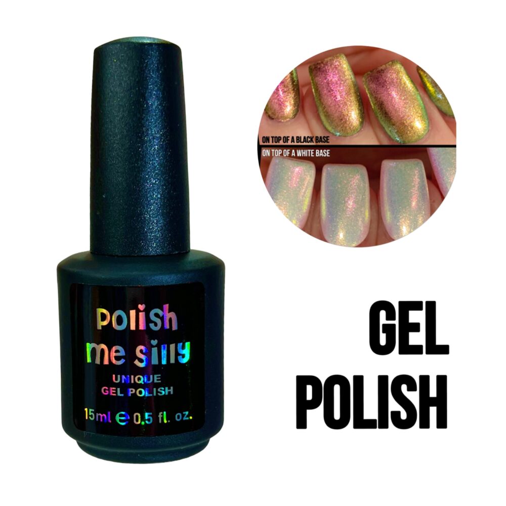 Uv Led Gel Nail Polish -Fairy Glow Mother - Pink Gold Green Clear Multi-Chrome Topcoat Pop Shifting Oil Slick Me Silly