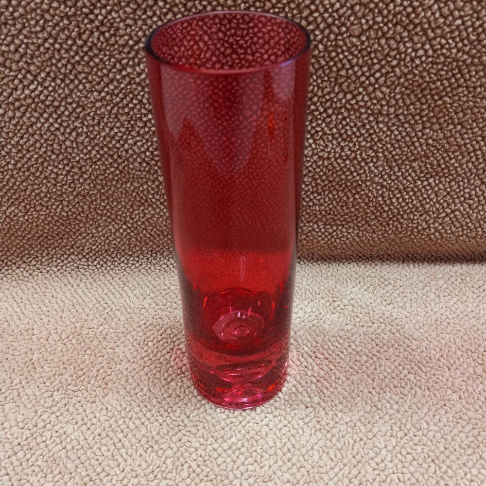 Vintage Ruby Red Tall & Skinny Vase, Art Nouveau Glass Cylinder Wedding Decor, Table Top Decor
