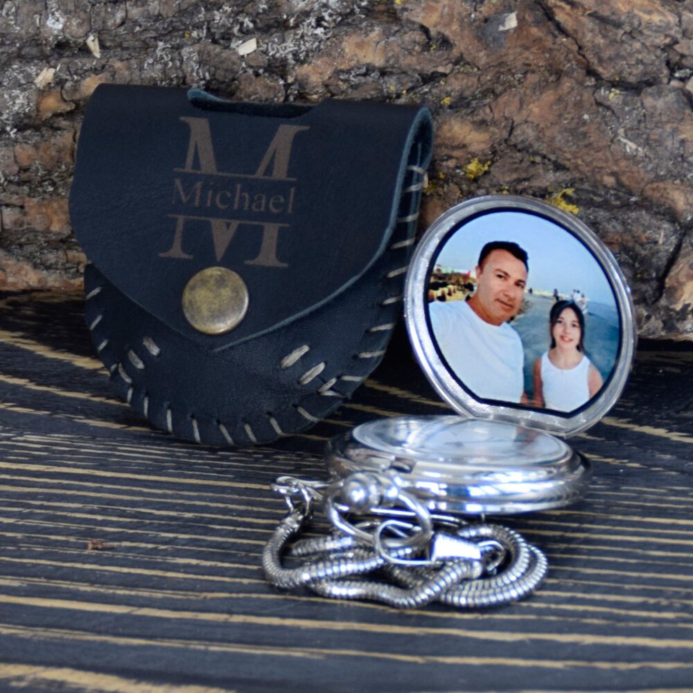 Groomsmen Gift, Personalized Pocket Watch With Photo & Case, Engraved Valentine's Day, Gift For Him, Anniversary Wedding