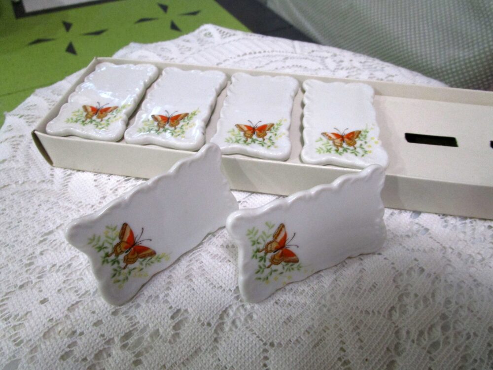 Place Cards, Porcelain Butterflies, Shafford, Dinner Party, Tea Name Tags, Vintage Tableware, Butterflies