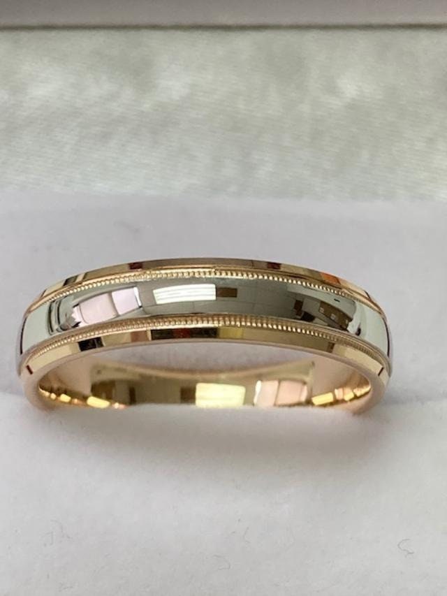 Mens Wedding Band, Ring, 5mm 10K 14K 18K White & Yellow Gold Bands, Rings For Men & Women, Two Tone Bands