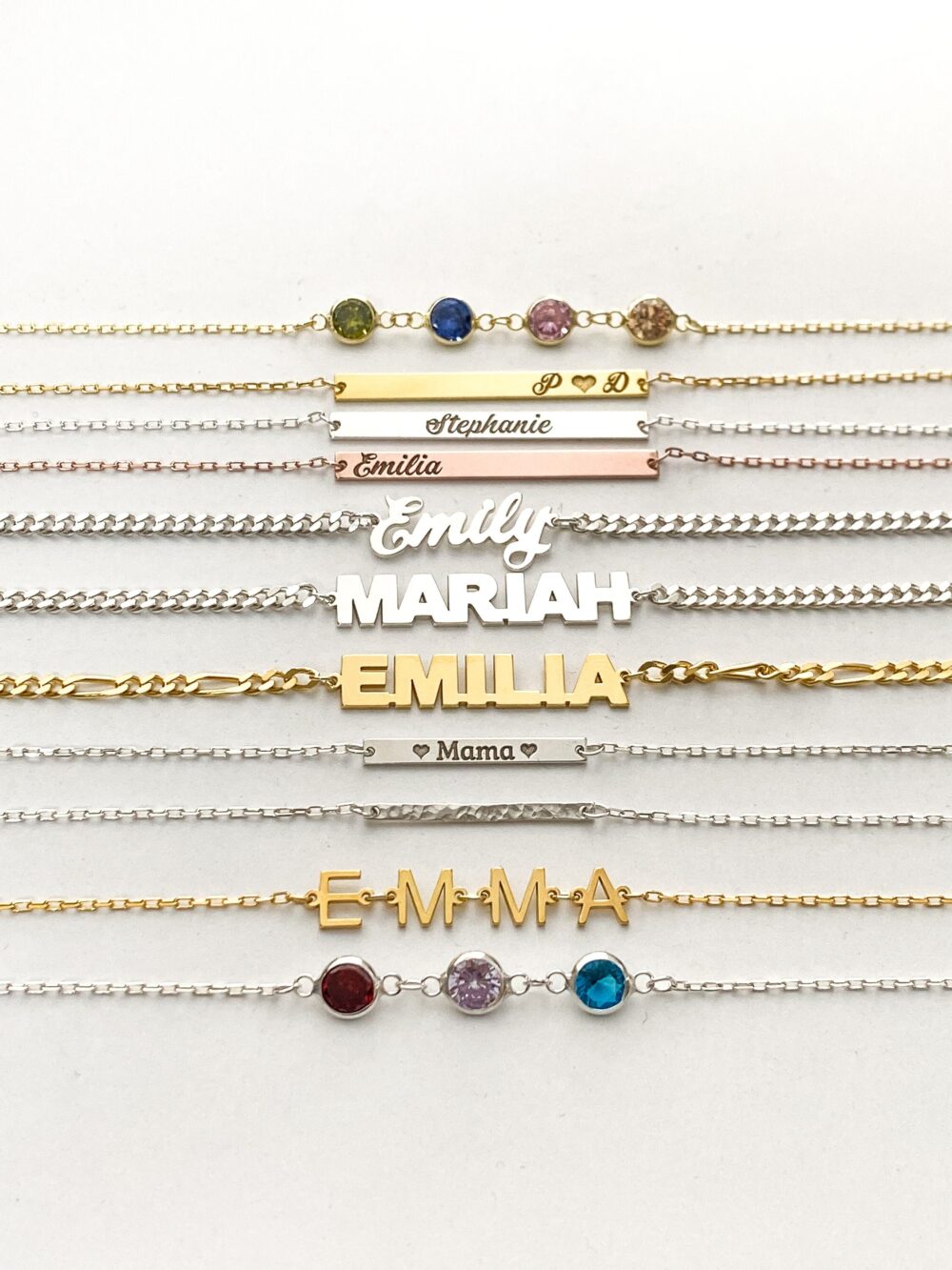 Bracelets For Women Personalized Sterling Silver, Name Mom, Bracelet, Silver Bracelet With Figaro Chain