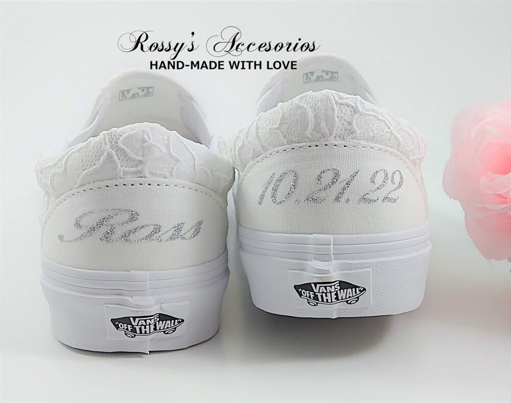 Slip On White Lace Wedding Vans/Sneakers Authentic Bridal Shoes For Bride