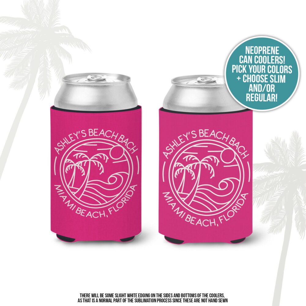 Personalized Beach Bachelorette Party Can Coolers - Custom Koozies For Brides & Bridesmaids Great Favors