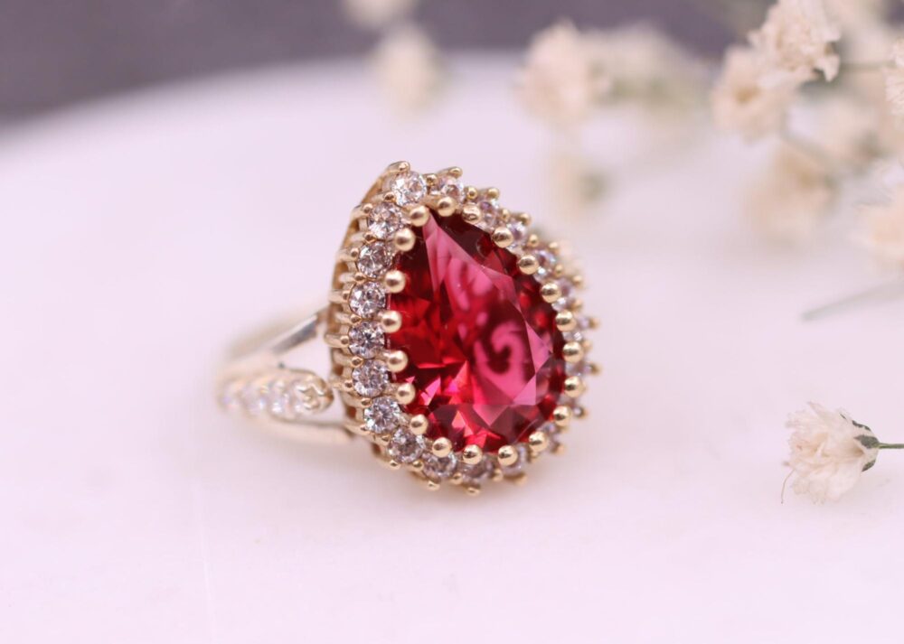 Ruby Ring, Sterling Silver 925 Handmade Ottoman Style Gift For Mom, Mother's Day Gifts Unique Mother