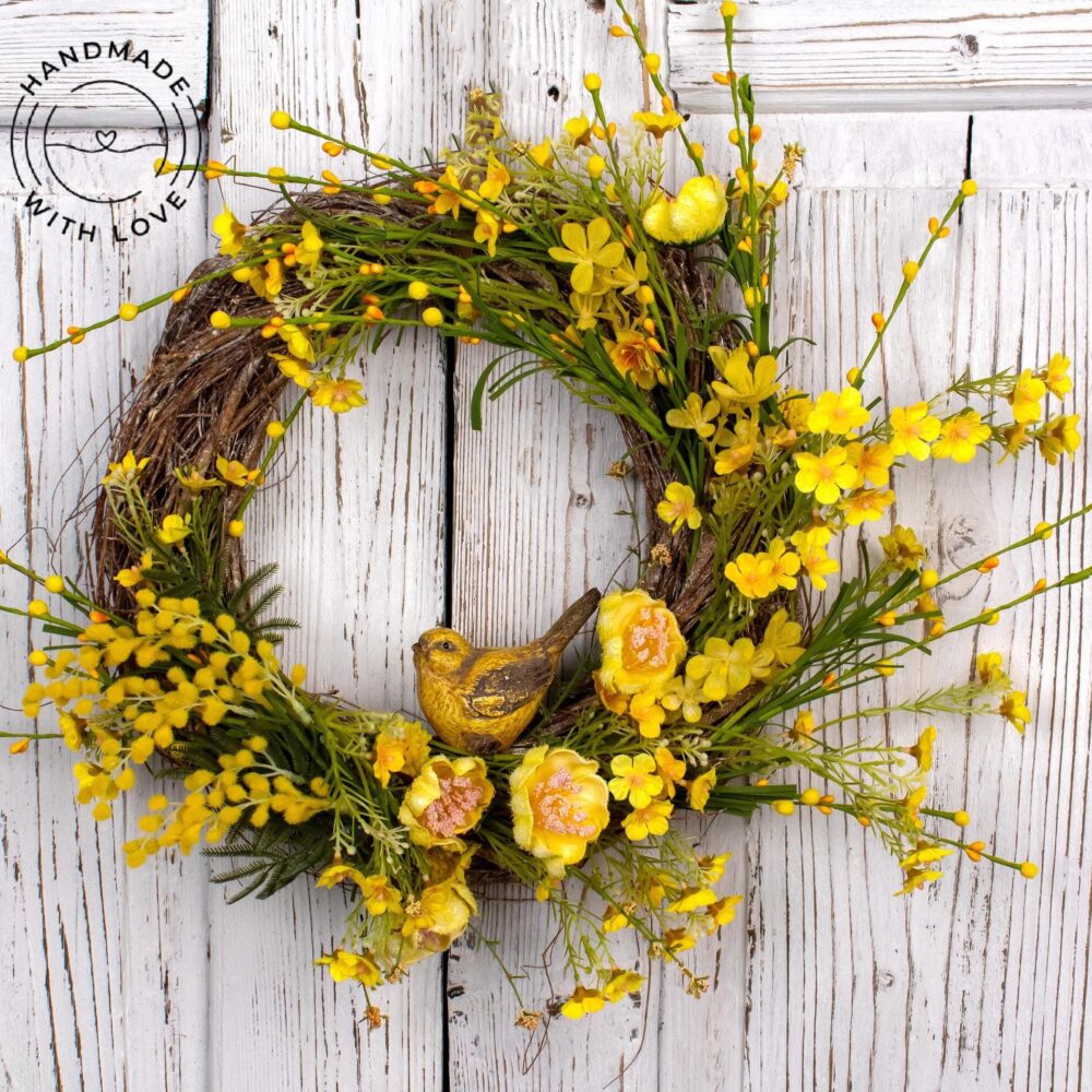 Wildflower Yellow Wreath Seasonal Door Decor Farmhouse Year-Round Holiday Rustic Mother's Day Gift Sommerkranz