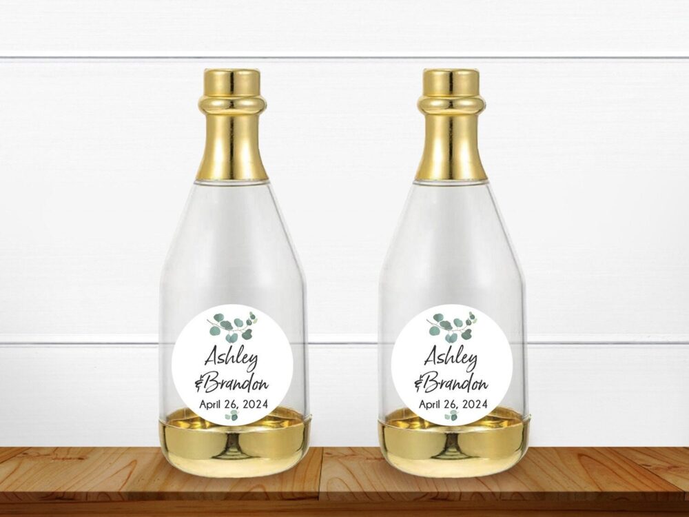 12 Pcs Eucalyptus Wedding Personalized Gold Champagne Favors - Bridal Shower Mae188-I
