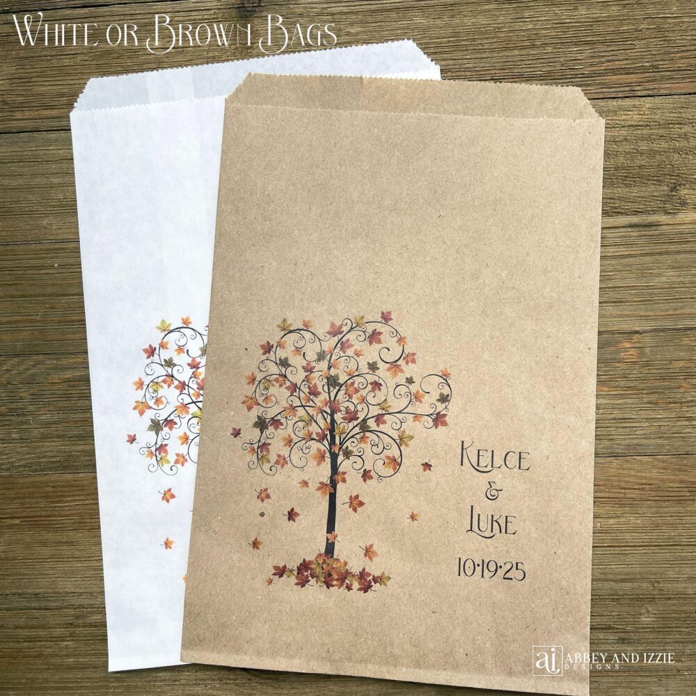 Personalized Fall Wedding Favor Bags, Just Perfect For That Autumn Wedding. These Make Great Candy Buffet Bags Or Cookie Bags