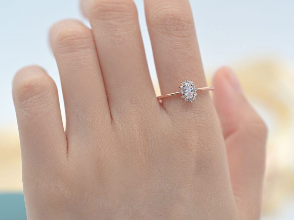 Draduation Gift To Daughter, June Birthstone Anniversary For Her, Rose Gold Bridal Rings Women's Promise, Mother Daughter Ring