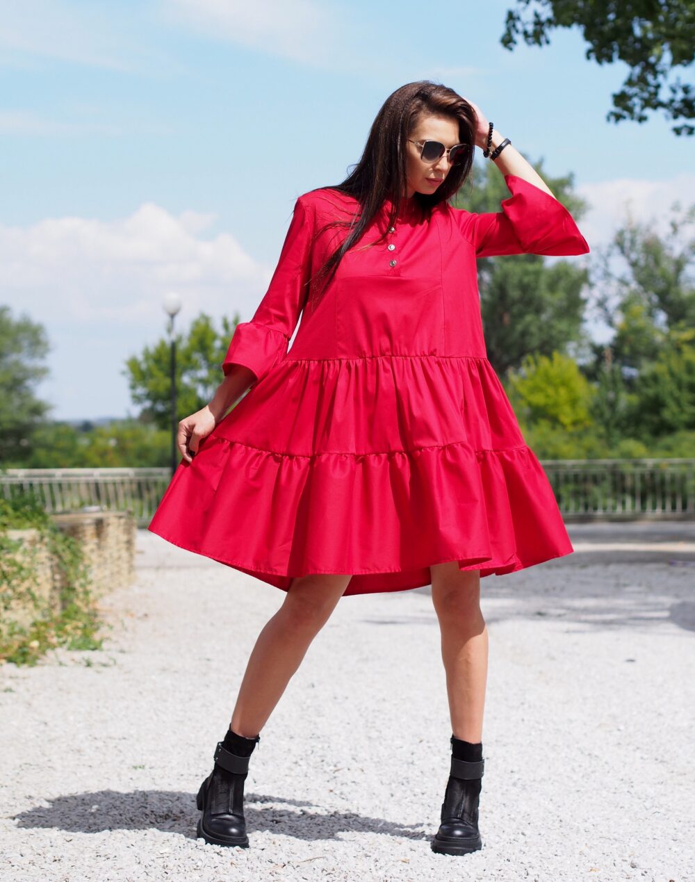Women Maxi Dress, Red Dress, Oversize Dress, Extravagant Dress, Summer Dress, Plus Size Dress, Maxi Dress Women