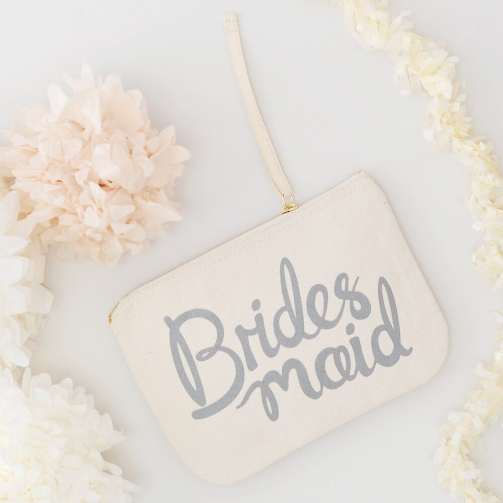 Bridesmaid Clutch - Wedding Makeup Pouch Favour Bag Canvas Alphabet Bags
